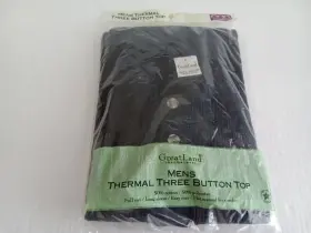 Greatland Great Land 043935578534 Vintage Mens Thermal Three Button Top Long Sleeve Size Xl 46-48 Black