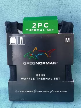 Greg Norman 636458181543 New 2 Piece Set Thermal Black Mens Size M Medium Stretch Soft