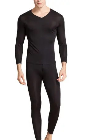 Grenasasilk 602447257636 Mens Silk Long Johns Mulberry Underwear V-neck Breathable Thermal