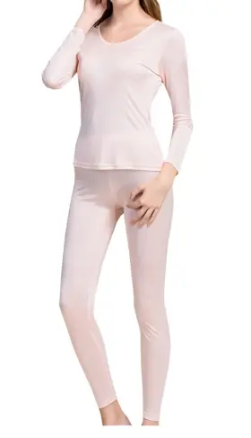 Grenasasilk 702877360071 Womens Mulberry Silk Long Johns Thermal Underwear Set Small Flechcolor