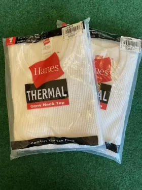 Hanes 043935124847 Vtg Thermal Top Long Sleeve Shirt L Sealed Nwt 2001 X 2 Lot Free Ship