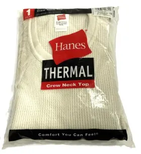 Hanes 043935126711 Vtg Men S 2000 Thermal Top Crew Neck 65% Cotton 35% Polyester Size 3x New