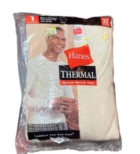 Hanes 043935336547 Vintage Thermal Crew Neck Top 2003 3x 54-56 100% Cotton Comfort New
