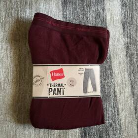 Hanes 058185132283 Mens Size Xl Burgundy Comfort Waist Band Thermal Base Layer Bottoms Pants