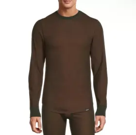 Hanes 058185171312 Mens Thermal Base Layer Raschel Reversible Crew Top Dark Green Size Large