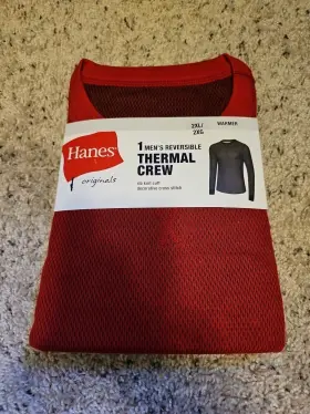 Hanes 058185884380 Originals Mens Raschel Reversible Knit Thermal Top Burgandy Nwt Size 2xl