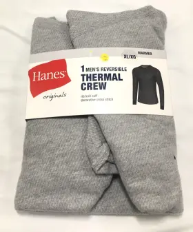 Hanes 058185884564 Reversible Thermal Crew Top Size Xl/xg Nip Grey/gray