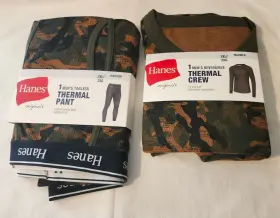 Hanes 058185884625 Men Tagless Thermal Reversible Top And Pant Camo 2xl