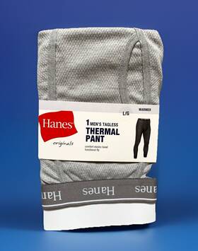 Hanes 058185884663 New Men S Tagless Gray Solid Print Thermal Base Layer Pants Size Large