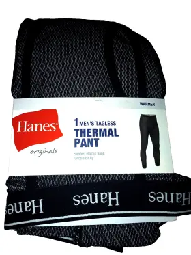 Hanes 058185884670 Mens Tagless Thermal Pants Warmer Large 38 Inch -40