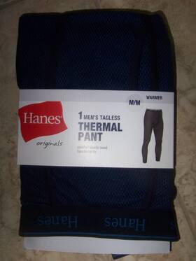 Hanes 058185884724 New Mens Tagless Blue Knit Thermal Pant Bottom Long Johns Medium 34 Inch -36
