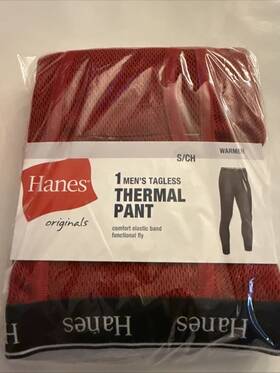 Hanes 058185884786 Originals Mens S Thermal Pant Tagless Red Comfort Elastic Functional Fly