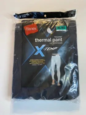 Hanes 058185945791 Nwt Mens X-temp Thermal Pants Flat No Rub Seams Xl Black