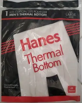Hanes 075338012926 Thermal Long Underwear Mens Size Large 38-40 Cotton Poly Blend Vintage 94