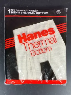 Hanes 075338013329 Vintage 1987 Thermal Bottom 2xl 46-48 Usa Made White