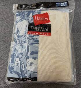 Hanes 075338081069 Xl Tall 46-48 Vtg Premium Thermal Crew Neck Top Mens Long Sleeve Shirt Nos