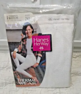 Hanes 075338869995 Vintage 1997 Her Way Thermal Wear Bottom Womens Size 2xl Waffle Weave New
