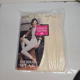 Hanes 075338870038 New 1997 Vintage Her Way Womens Large Thermal Bottom Only Ivory Sealed