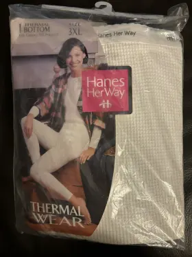 Hanes 075338909011 Vintage 1997 Her Way Thermal Wear Bottom Womens Size 3xl Waffle Weave New