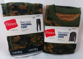 4009741 Hanes Large Camo Thermo Shirt/pants