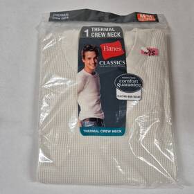 Hanes 721357055078 Classics Thermal Crew Neck Top Shirt 2010 Medium New