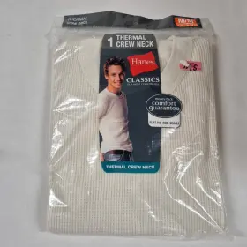 Hanes 721357055078 Classics Thermal Crew Neck Top Shirt 2010 Medium New