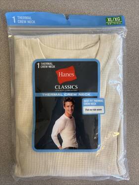 Hanes 721357170894 Thermal Crew Neck Top Xlarge Chest Size 46-48 Long Sleeve White 2013 Nip