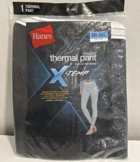 Hanes 721357277814 X-temp Black Thermal Pant Woman S Size 3xl Tagless New B27