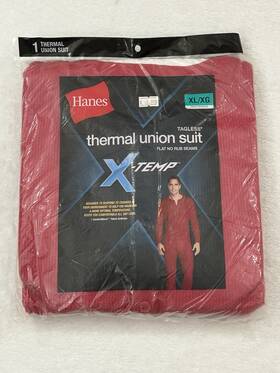 Hanes 721357280982 X-temp Tagless Red Button Up Soft Waffle Thermal Union Suit Men S Size Xl