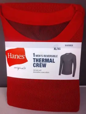 Hanes 933732755487 Originals Mens Red Reversible Thermal Top Size Xl - New