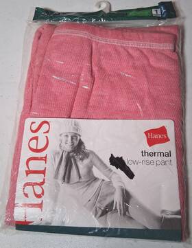 Hanes Jum0245 Thermal Low Rise Pant Women Xl Pink Long Underwear Baselayer New Vintage
