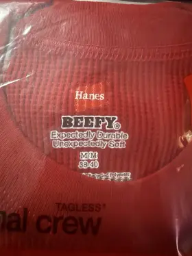 O889 Hanes Beefy Thermal Waffle Knit Base Layer Top Supreme Logo Mens M Red