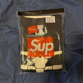 Hanes Supreme 190/112a Skeleton Thermal Crew Black/white 2xl Waffle Knit Shirt