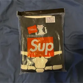 Hanes Supreme 190/112a Skeleton Thermal Crew Black/white 2xl Waffle Knit Shirt