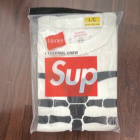 Hanes Supreme Fw24a75 X Skeleton Bones Thermal Long Sleeve White Large Ds Fw24