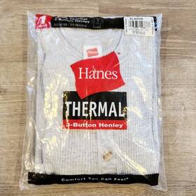 Hanes Wm03-gy Thermal 3-button Henley Xl 46-48 Inch Gray 2001