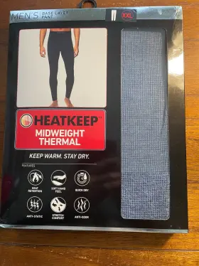 Heat Keep 195930042258 New Mens Blue Mid Weight Base Layer Pants Xxl