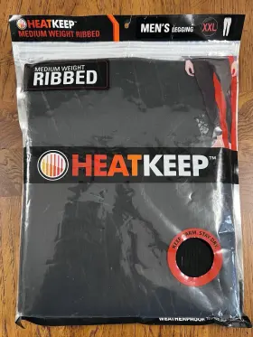 Heat Keep 645618259602 New Mens Medium Weight Thermal Ribbed Legging Pants - Black Size Xxl