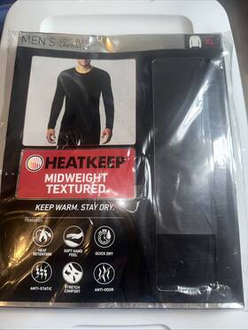 Heatkeep 192166884249 Mens Midweight Textured Long Sleeve Crew Neck Shirt - Black Nip