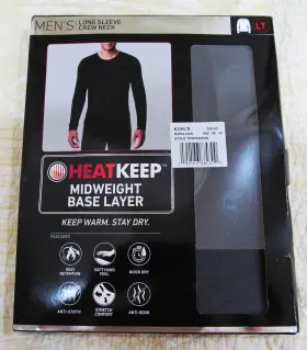 Heatkeep 192166884300 Mens Base Layer Long Sleeve Crew Neck Top Siz Large Tall Stingray Gray