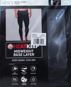 Heatkeep 192166884584 Mens Base Layer Pant Legging Midweight Sz Large Tall Stingray Gray New