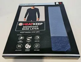 Heatkeep 195930039630 New Blue Mens Midweight Base Layer Top Long Sleeve Size Xl Nib