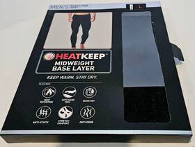 Heatkeep 195930039951 New Black Mens Midweight Base Layer Pants Leggings Size Large Nib