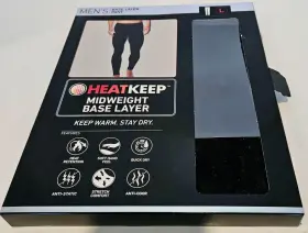 Heatkeep 195930039951 New Black Mens Midweight Base Layer Pants Leggings Size Large Nib