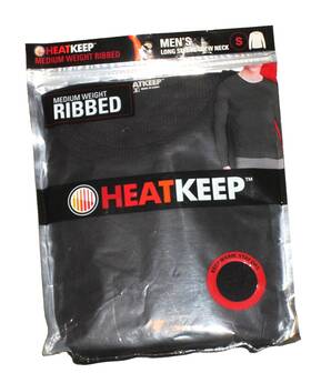 Heatkeep 645618117735 Nwt Mens Medium Weight Ribbed L/s Crew Neck Baselayer Top Size Small