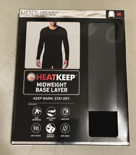 A2140 Heatkeep Mens Medium Black Midweight Base Layer Long Sleeved Shirt Nwt