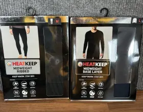 Tw-3950 Heatkeep Men Midweight Ribbed Long Sleeve Crew Neck And Pant Set Black