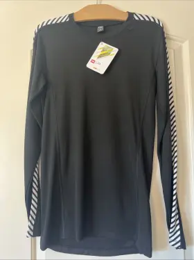 48326990 Helly Hansen Nwt Women S Hh Lifa Stripe Long-sleeve Crew Base Layer Black Sz L