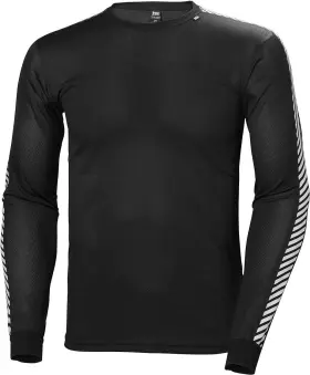 998-l Helly Hansen 48800 Helly-hansen Mens Hh Lifa Stripe Long-sleeve Crew Base Layer Black - Large