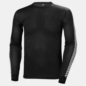 48800998-m Helly Hansen Mens Hh Lifa Stripe Long-sleeve Crew Base Layer Black - Medium
